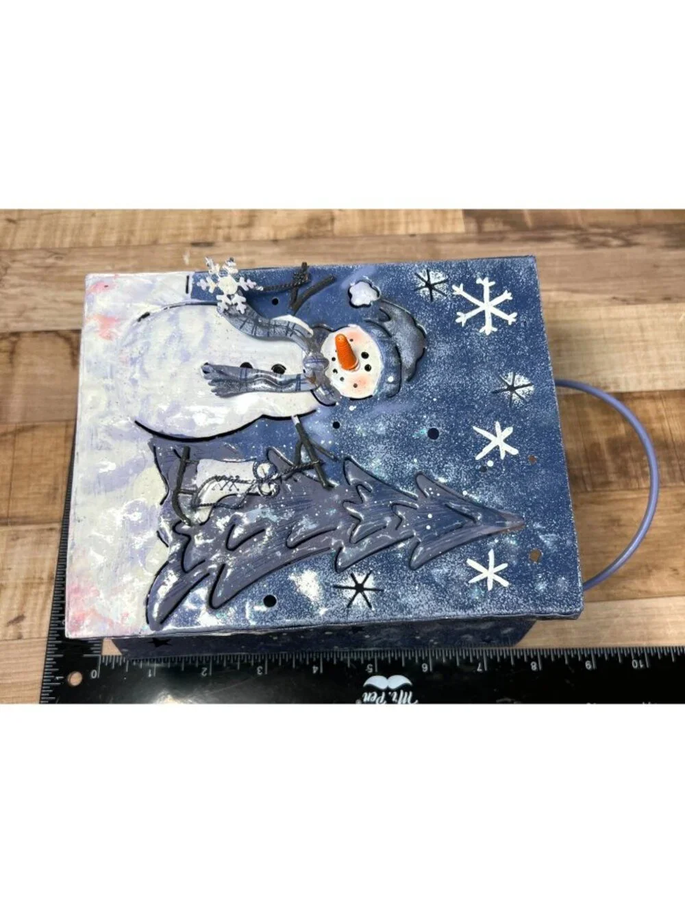 Handcrafted Metal Snowman Candle Holder With Handle